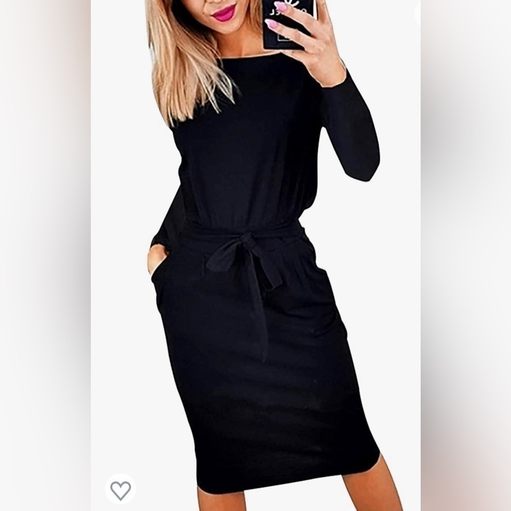 PrettyGarden Long Sleeve Belted Dress